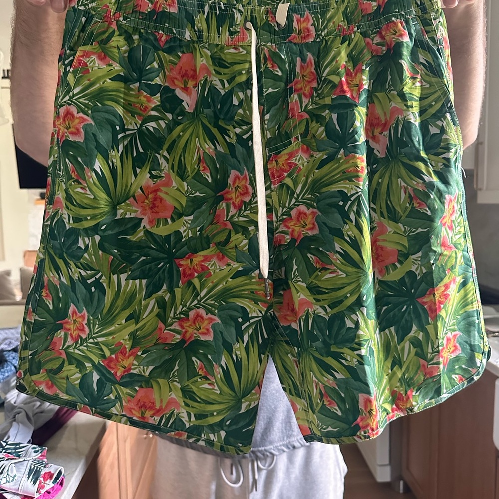 Fair Harbor Green Floral Swim Trunks